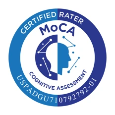 MoCA Certified Rater seal for the Montreal Cognitive Assessment, held by Dr. Gurpreet Singh Padda, MD, MBA, MHP