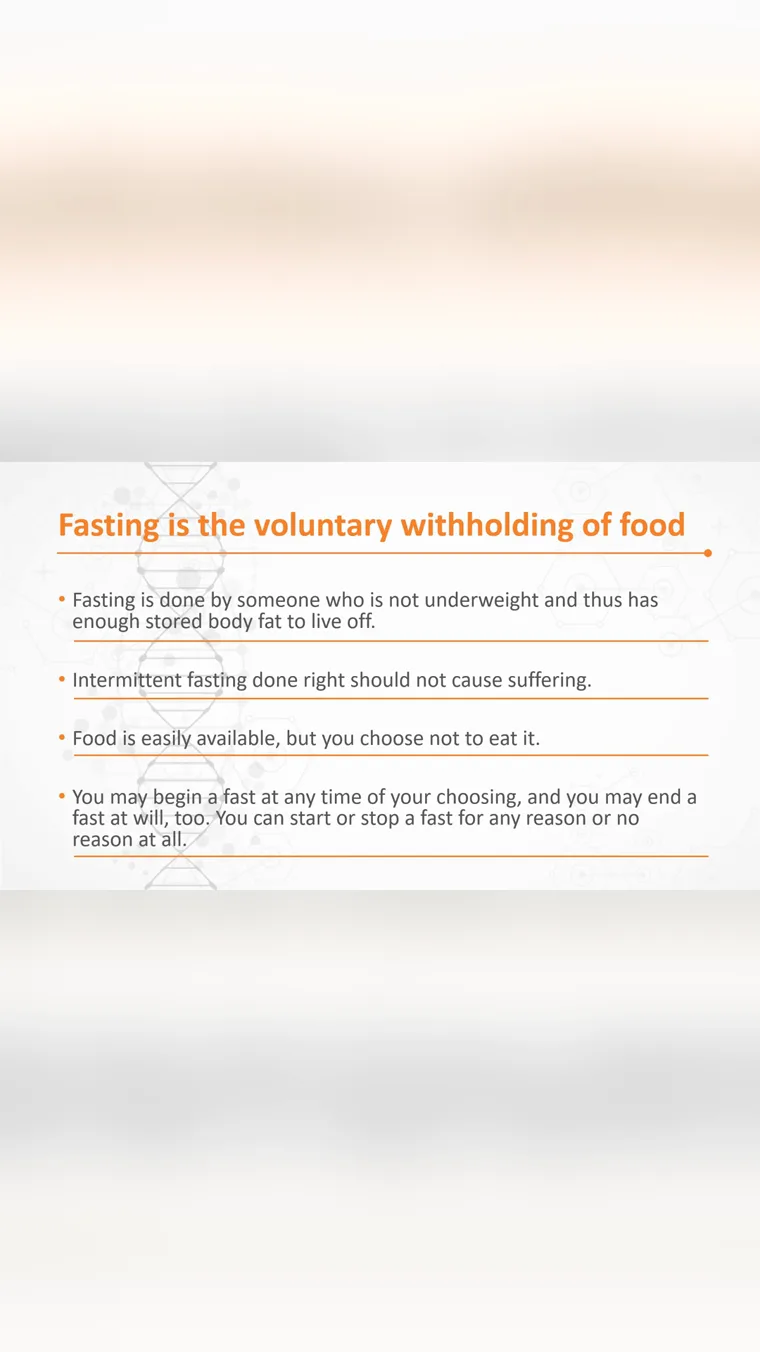 Slide reading: anytime that you are not eating, you are intermittently fasting.